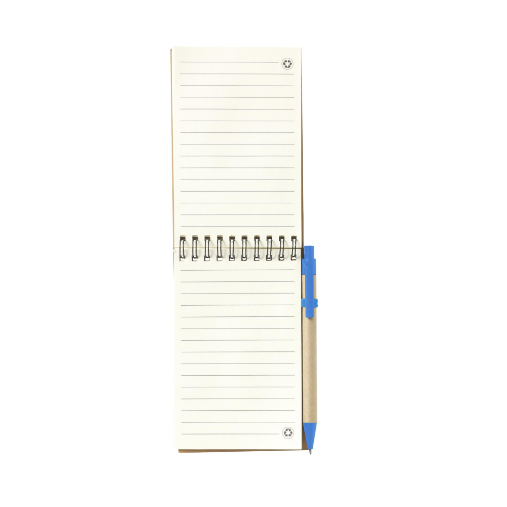 Spiral notebook made of recycled materials that comes with a ballpoint pen - Coppull