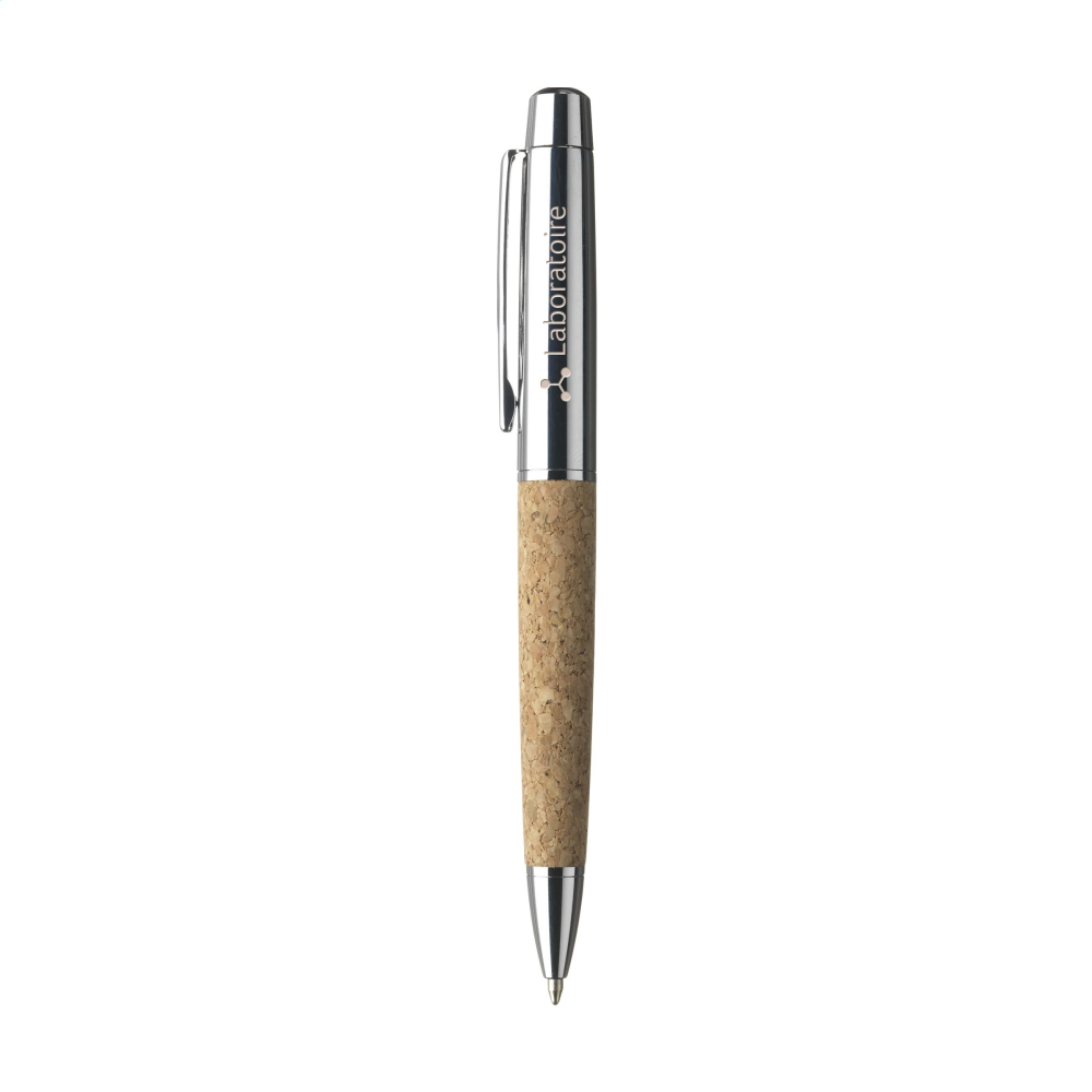 Coffret stylo à bille personnalisé finition chromée et liège - Kamichi