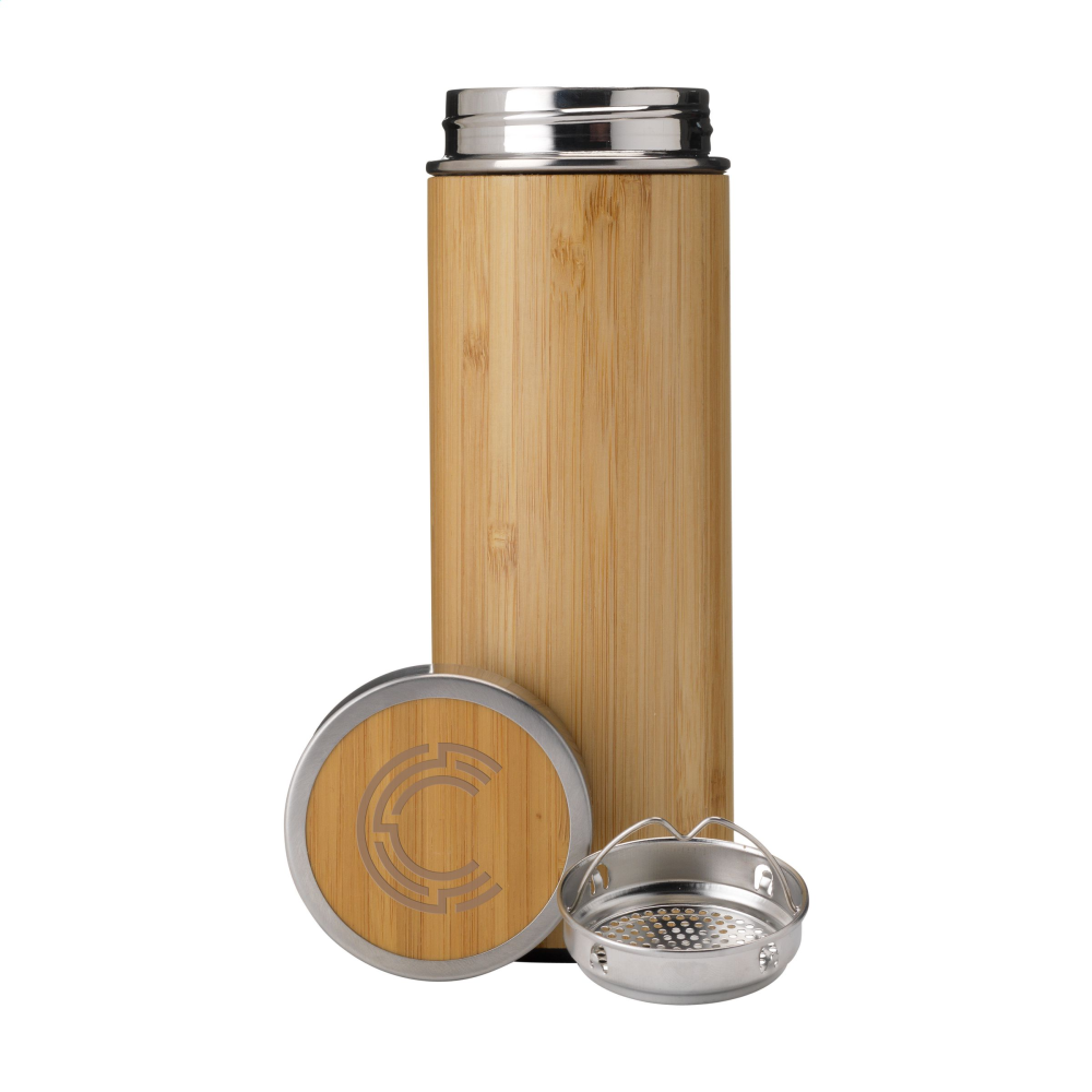 Stainless Steel Vacuum-Insulated Thermo Bottle with Bamboo Finish - Bridport