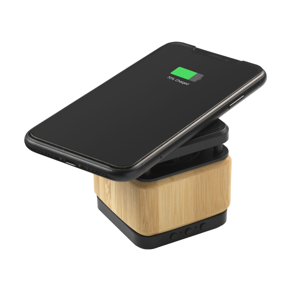 Wireless charger bamboo speaker