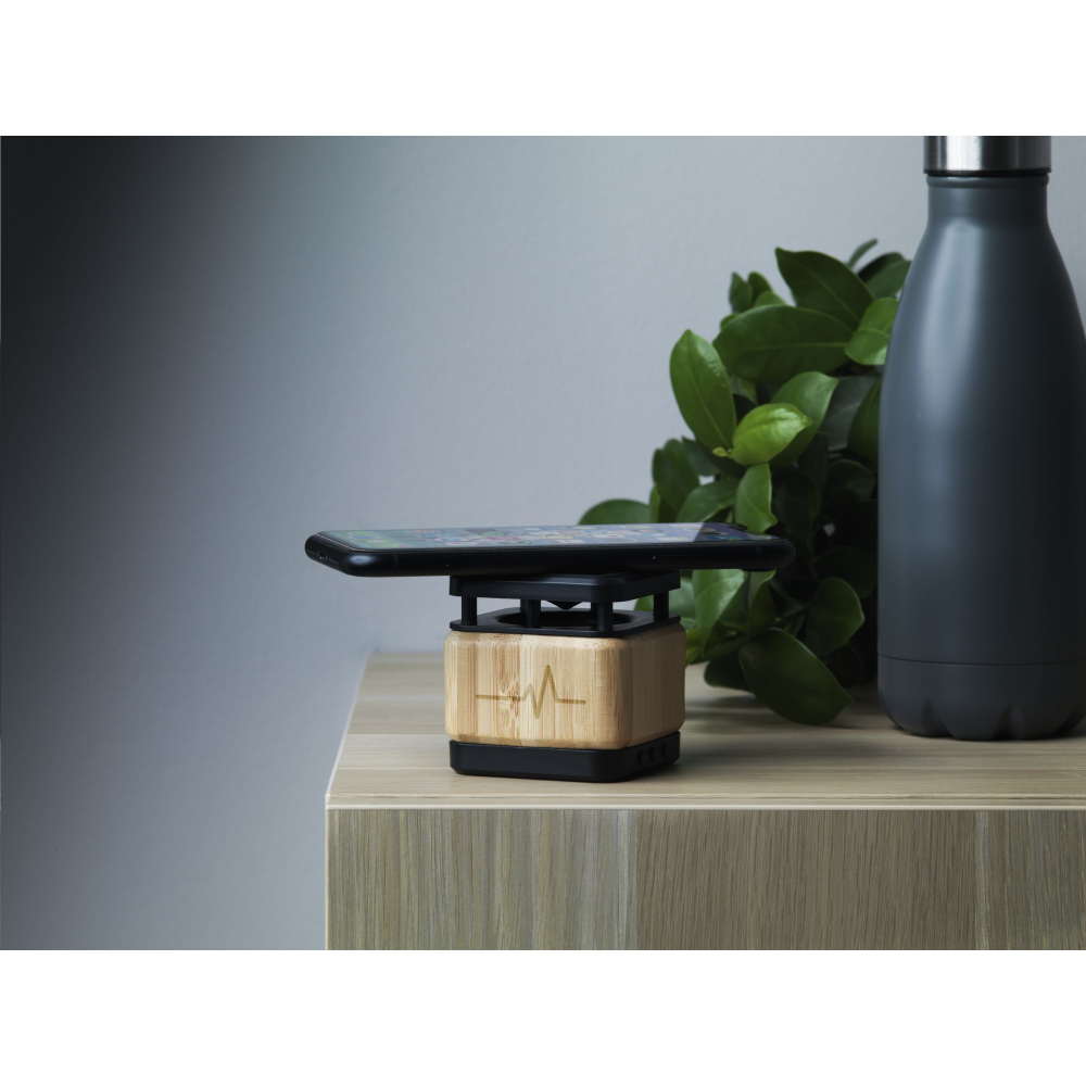 Wireless charger bamboo speaker