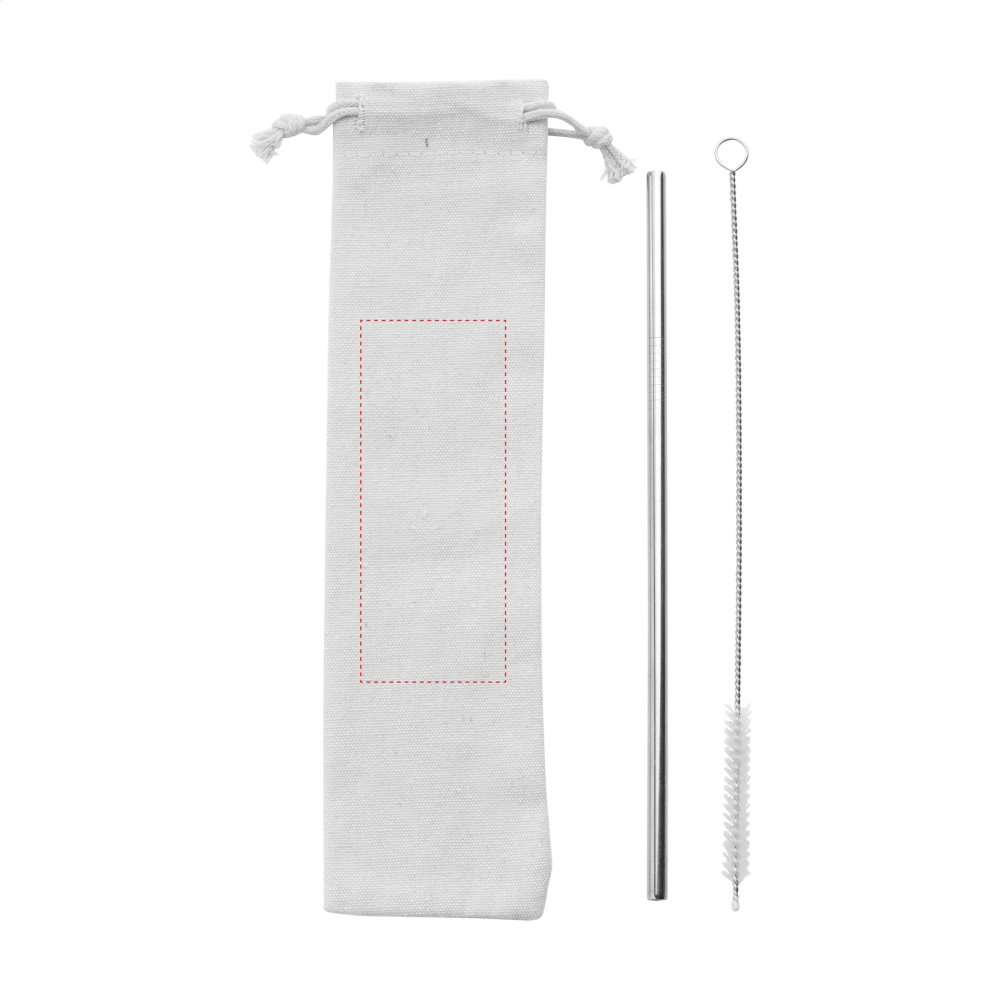 Reusable Stainless Steel Straw Set with Cleaning Brush and Canvas Pouch - Little Crosby