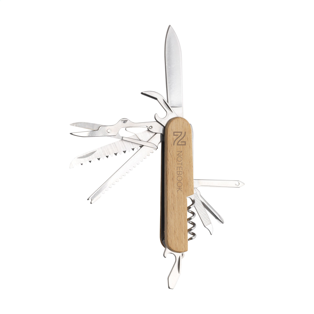8-Piece Multifunction Pocket Knife with Beechwood Handle - Childswickham