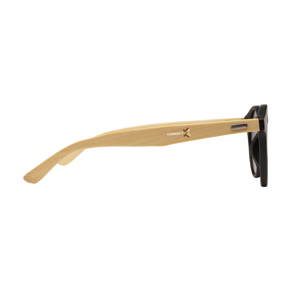 Eco-friendly round sunglasses with bamboo temples and UV 400 protection - Exeter