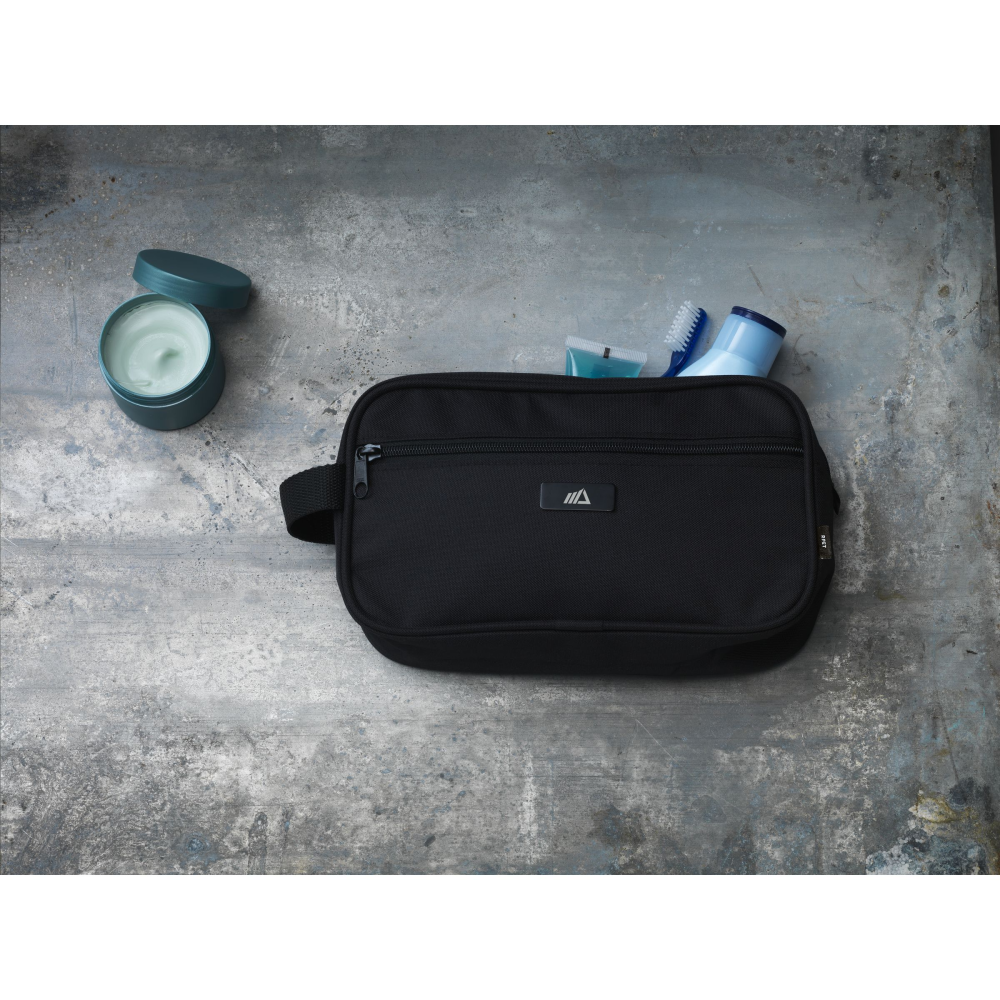 Large RPET Toiletry Bag with Zipper and Carrying Strap - Ince-in-Makerfield