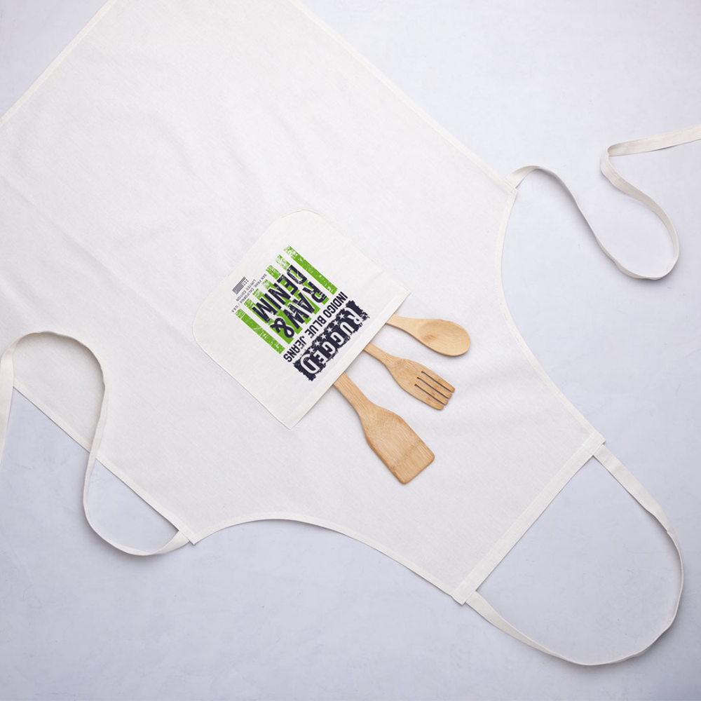 100% Cotton Natural Color Apron with Front Pocket and Adjustment Straps - Kirkby Mallory