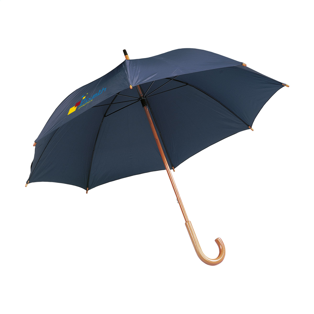 Regenschirm bedrucken mit Holzgriff 100 cm - Komaki