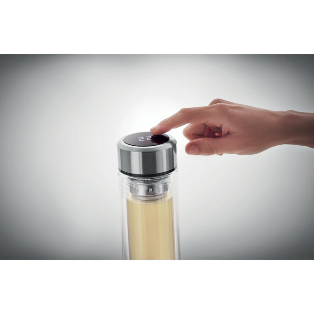 Bottiglia di tè in vetro con termometro Touch LED - San Miniato