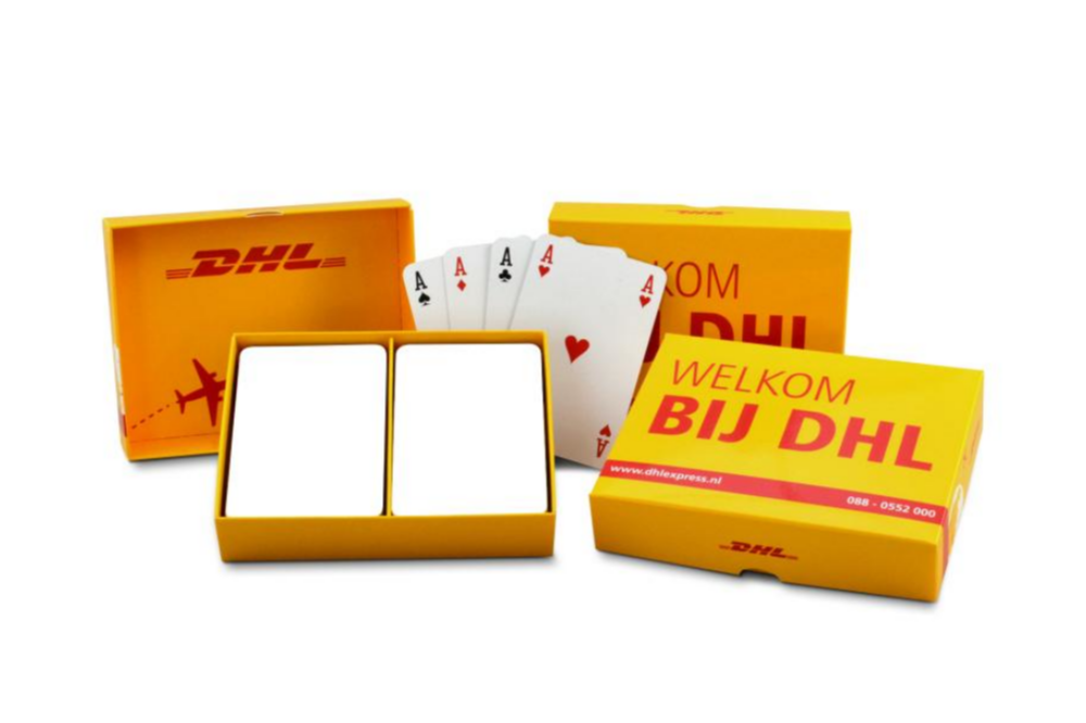 2 mazzi di carte in una scatola di plastica personalizzabile - JCA08