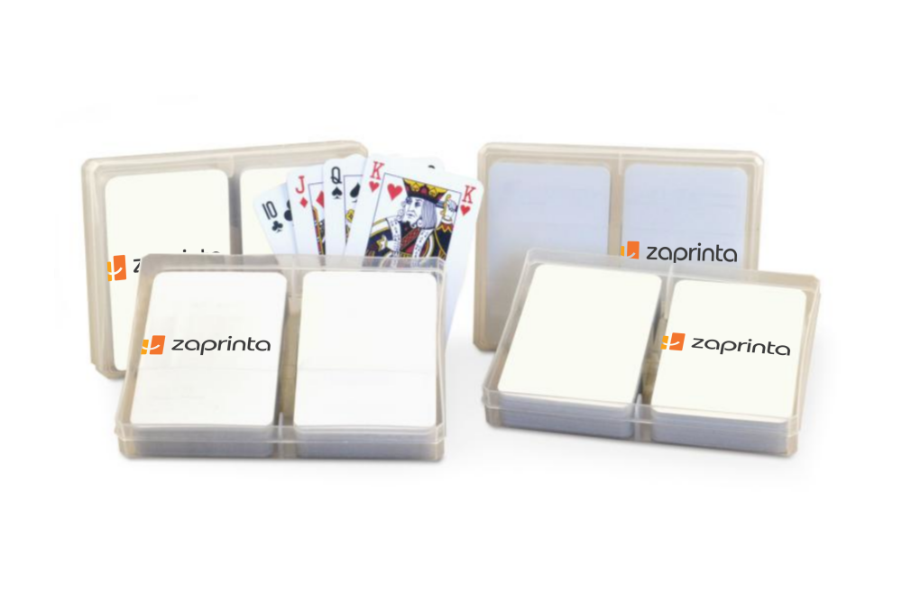 Ensemble de 2 jeux de cartes personnalisés dans une boîte en plastique - JCA10