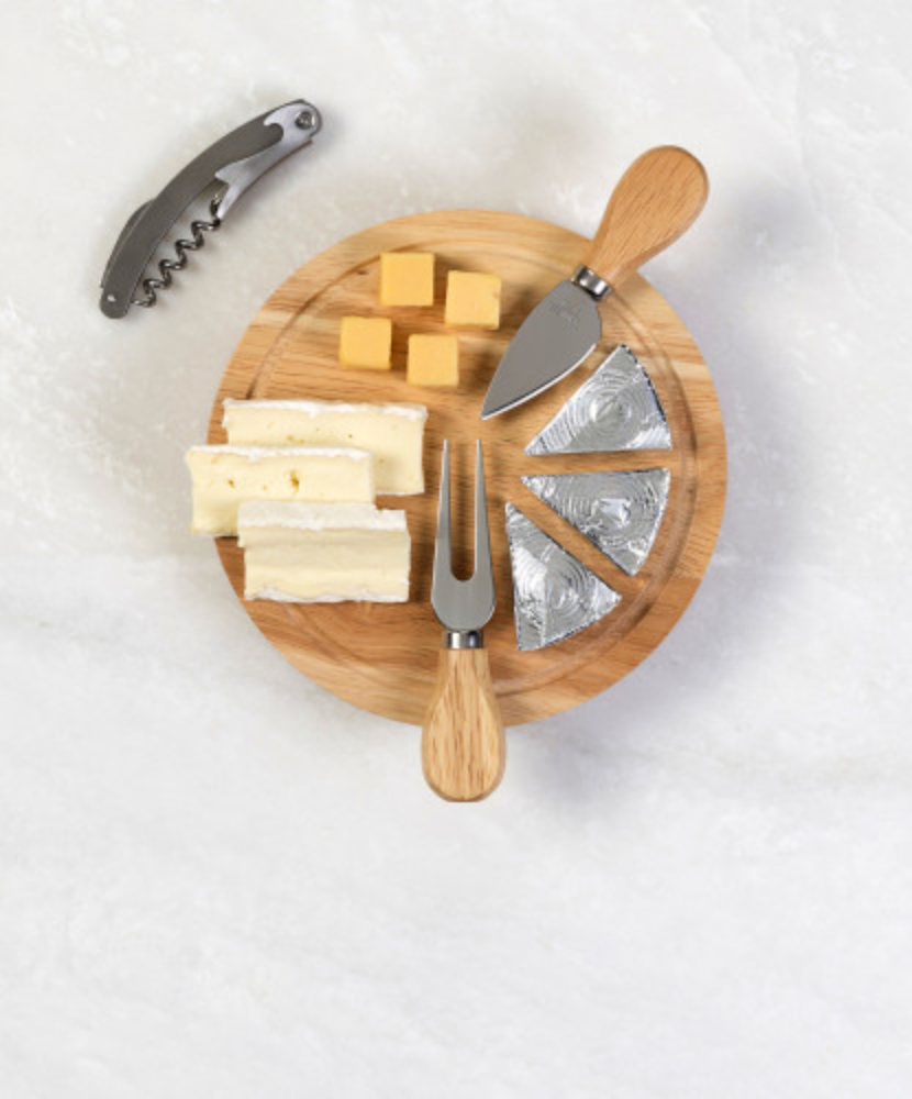 Set per formaggio in legno con coltello da sommelier e tagliere - Castenedolo