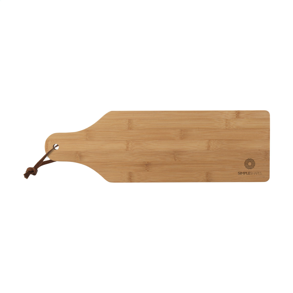A serving board made of bamboo that comes with a leather cord - Cumbernauld