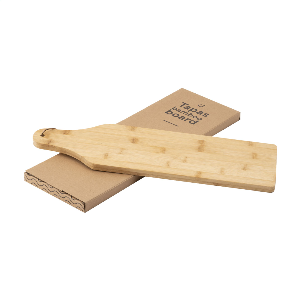 A serving board made of bamboo that comes with a leather cord - Cumbernauld