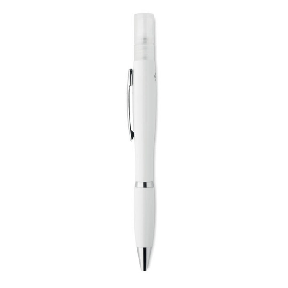 An antibacterial ballpoint pen that includes a spray container - Huntly