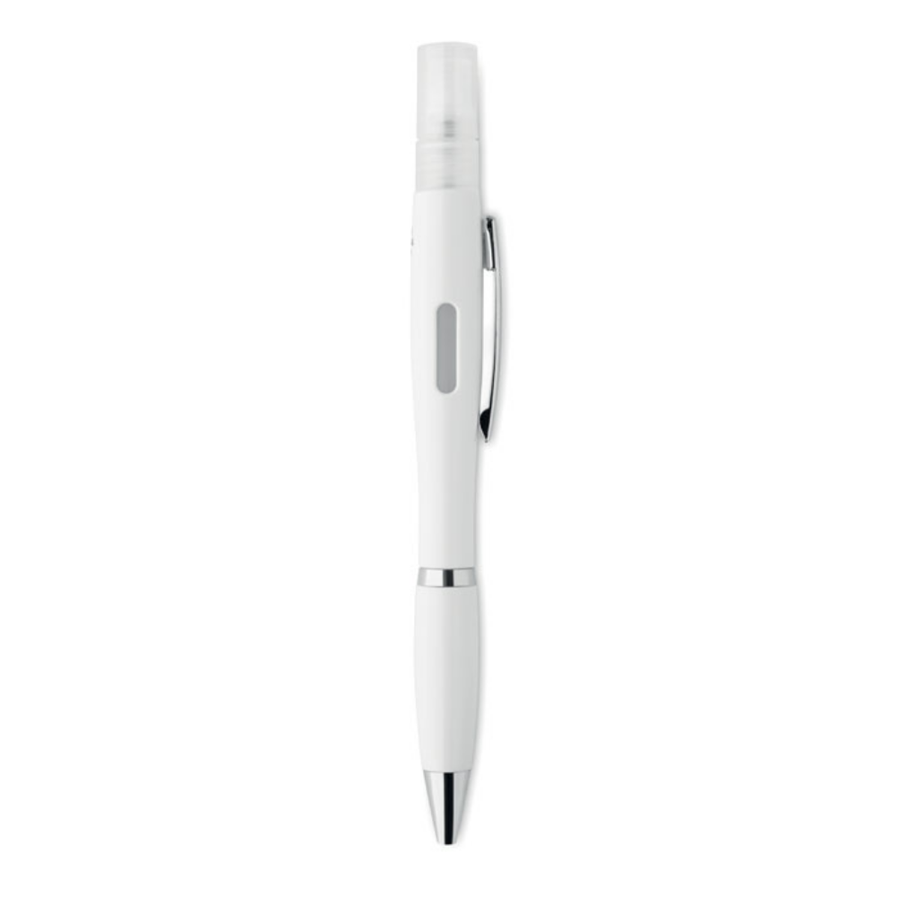 An antibacterial ballpoint pen that includes a spray container - Huntly