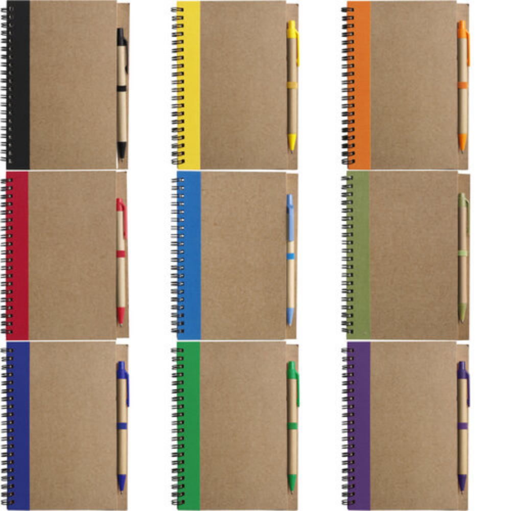 Eco-Friendly Recycled Cardboard Notebook and Biodegradable Ballpen Set - Farthingloe