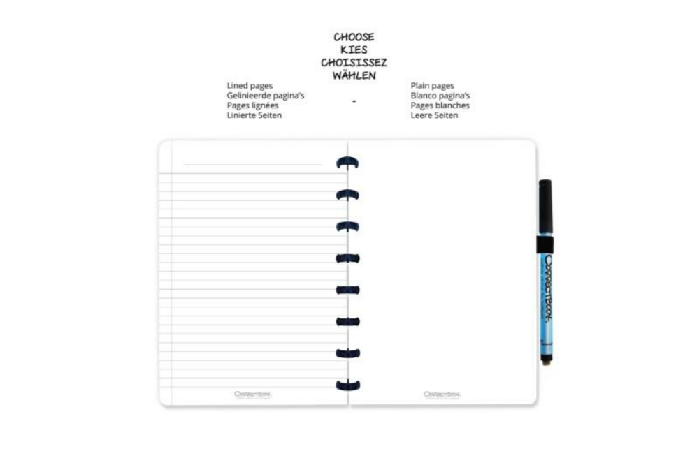 Correctbook Unbind & Click Ring Binder in A5 size with Erasable Sheets and Pens - West Goscote