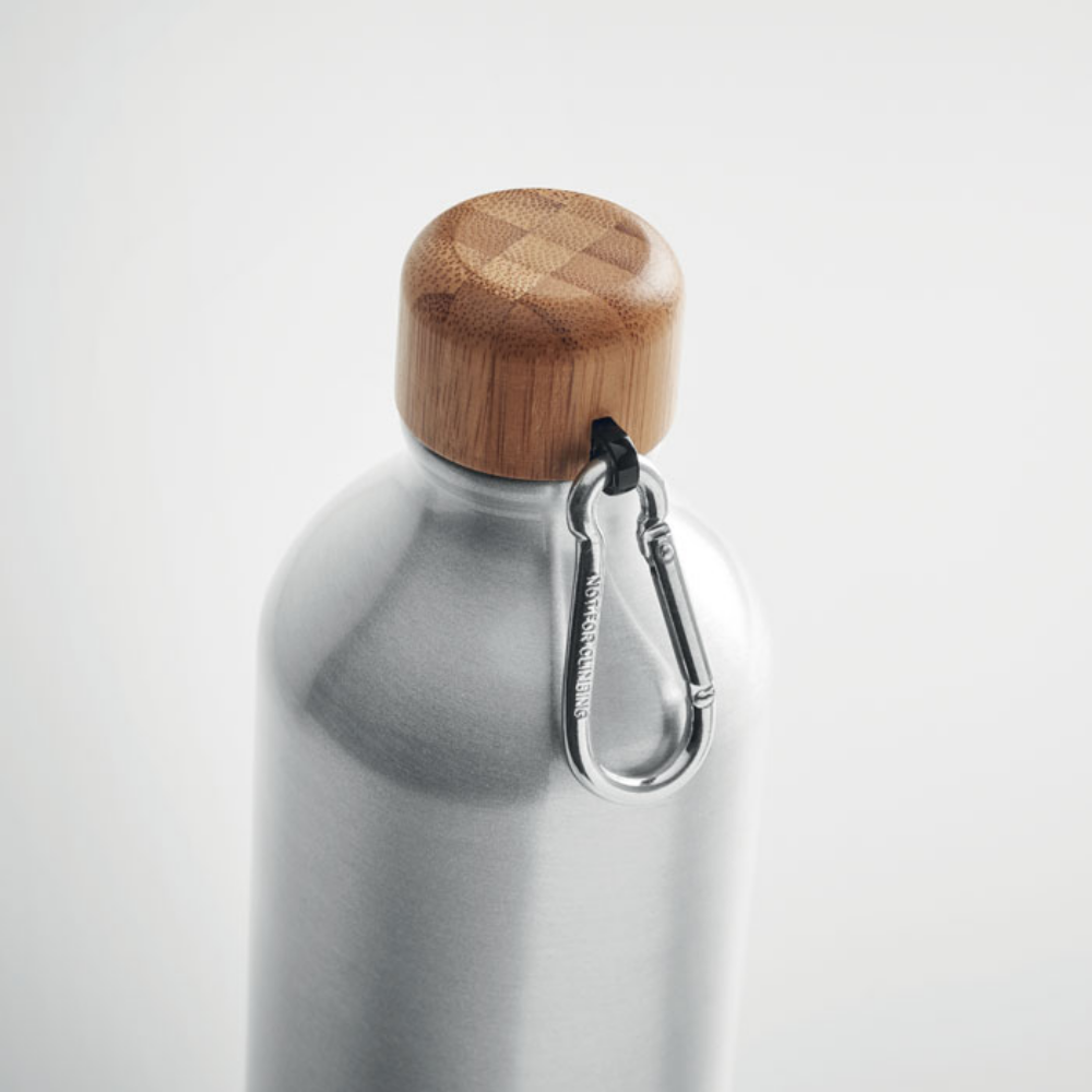 Botella de Aluminio con Tapa de Bambú y Mosquetón - Loscorrales