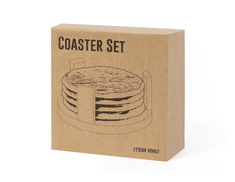 Natural Slate Coasters with Bamboo Holder - Bere Regis