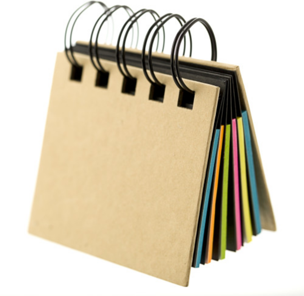 Booklet of sticky notes bound with multicolored wires - Hessle
