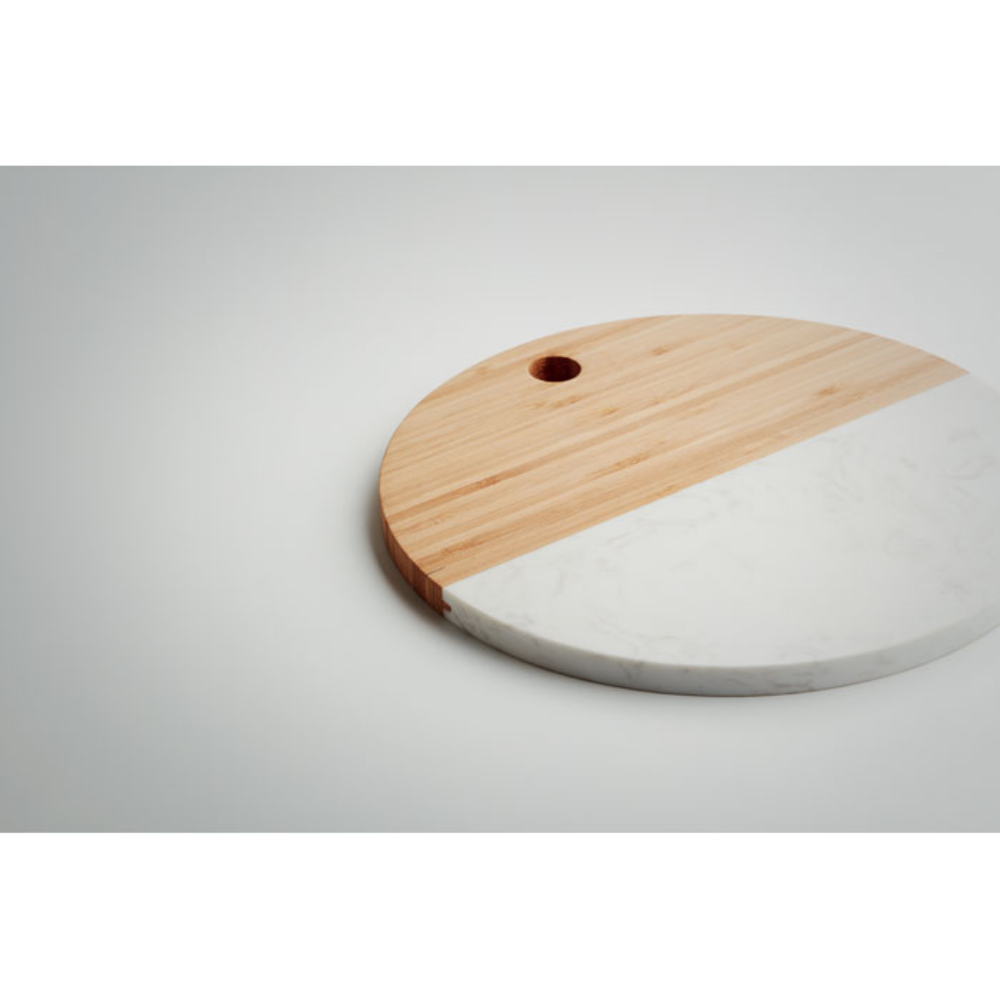 Marble and Bamboo Circular Serving Board - Chesterfield