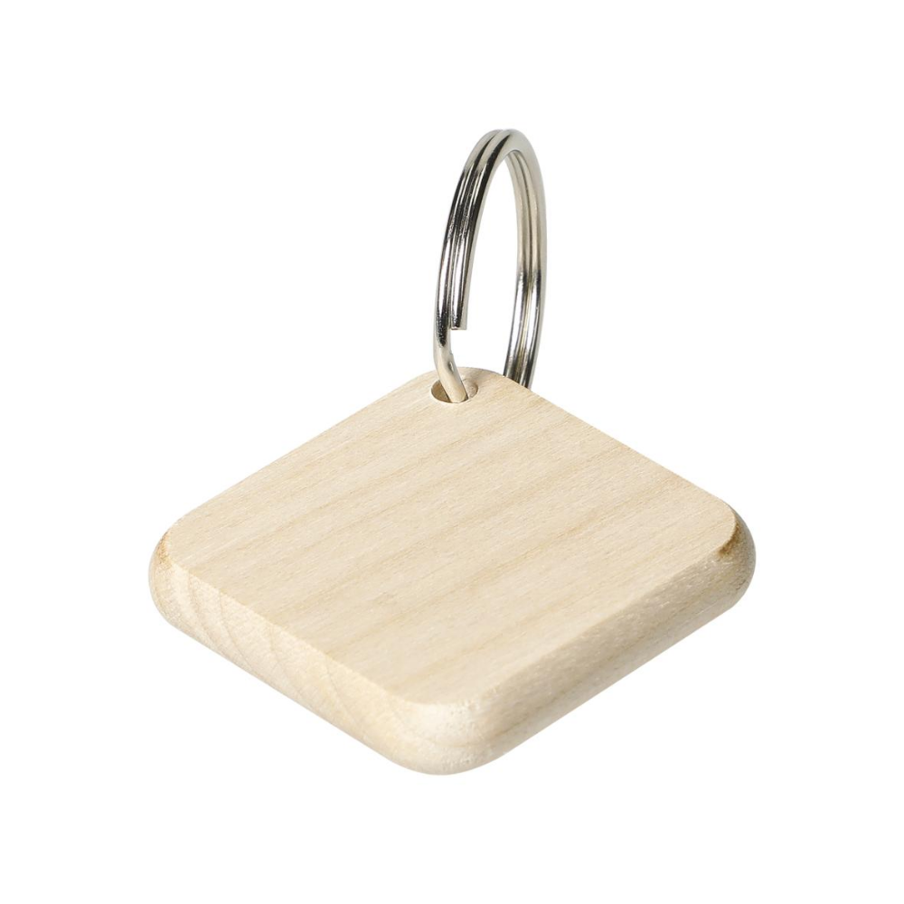 A key ring in the shape of a square, crafted from Maplewood, from the Chipstable brand. - Lulworth Cove