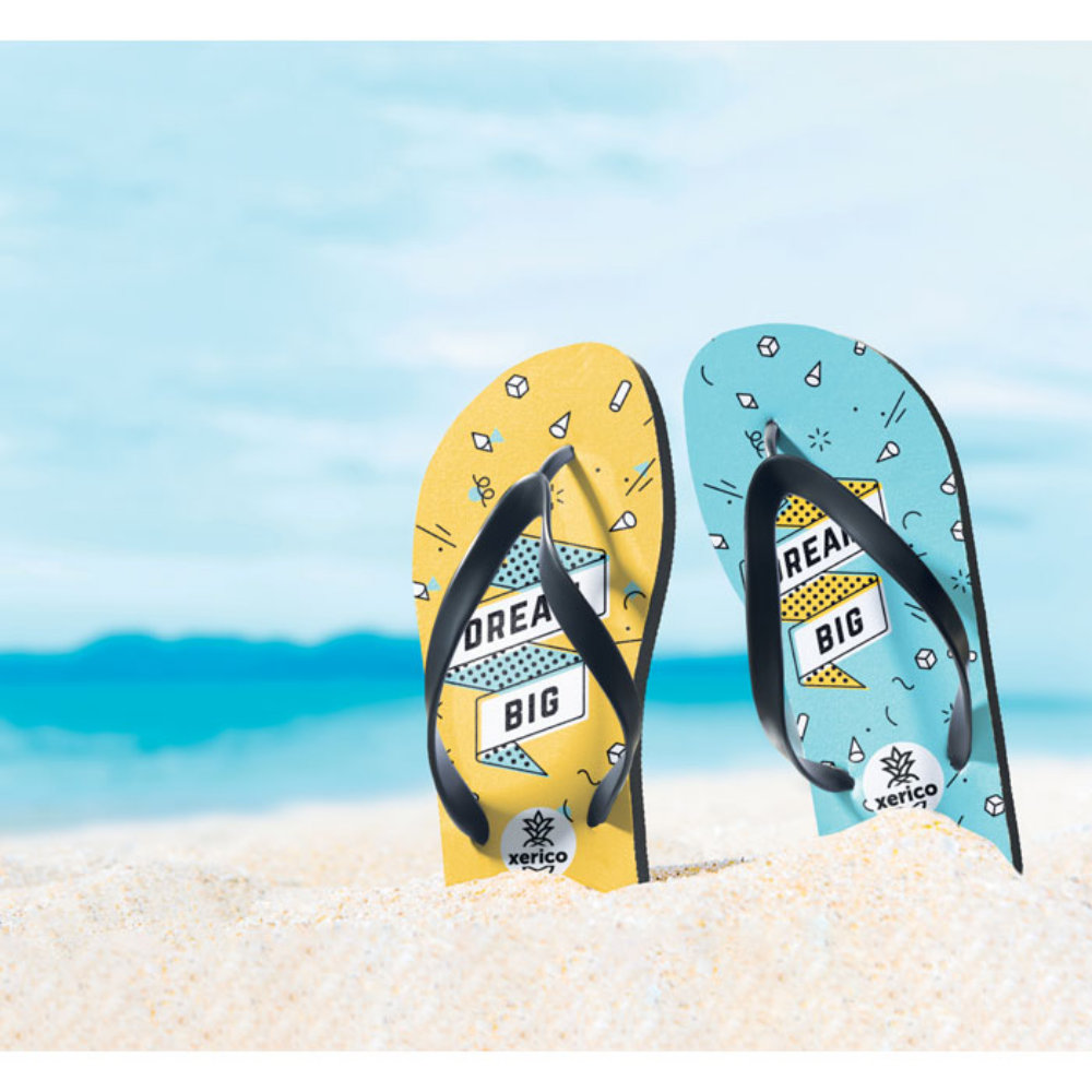 Beach flip flops with PVC straps suitable for sublimation printing - Shetland