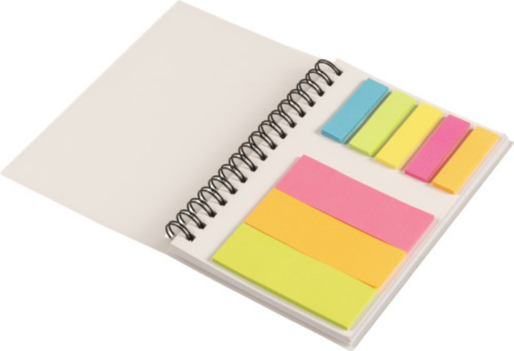 A wire-bound notebook with sticky notes - Lower Slaughter - Newtown