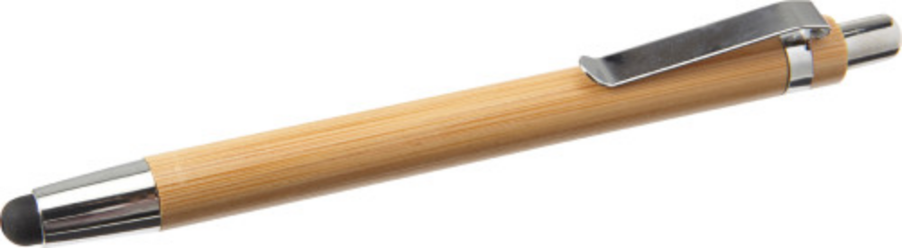 Bamboo ballpoint pen with rubber tip for capacitive screens - Elham