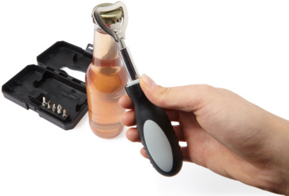 Achtteiliges Werkzeugset mit Schraubenziehern und Flaschenöffner in ABS-Koffer - Göppingen 