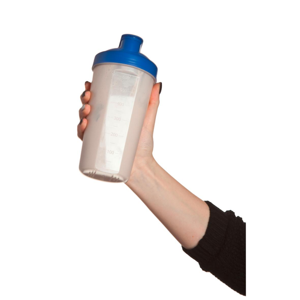 Botella transparente para batido de proteínas - Bijuesca