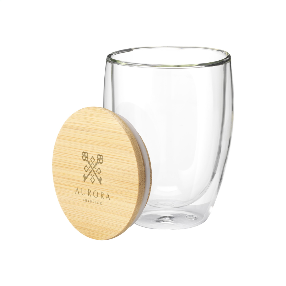 Doppelwandiges Glas mit Bambusdeckel - Heidenreichstein