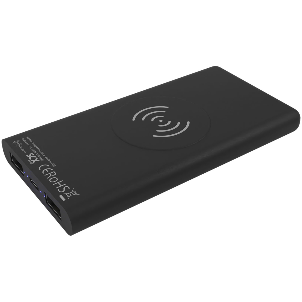 A Wormingford wireless power bank that has been specially designed with antibacterial features, and features a glowing logo - Pett