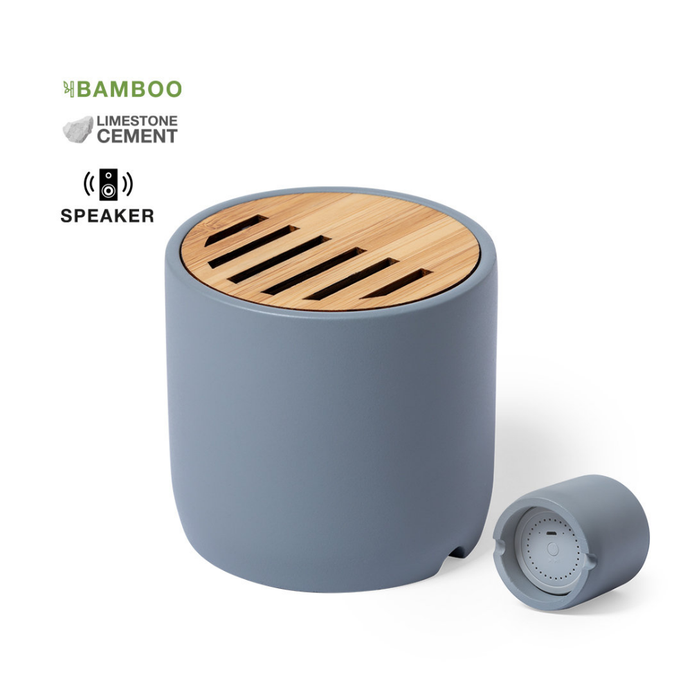 Haut-parleur Bluetooth en Bambou Naturel et Ciment de Calcaire - Cierges-sous-Montfaucon