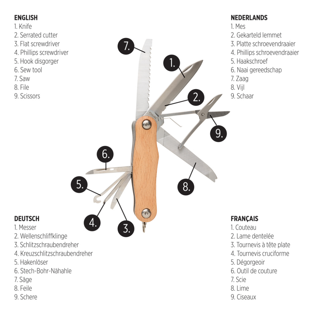 Cuchillo de Bolsillo Compacto con 9 Características - Kimbolton - Santa Maria de Miralles