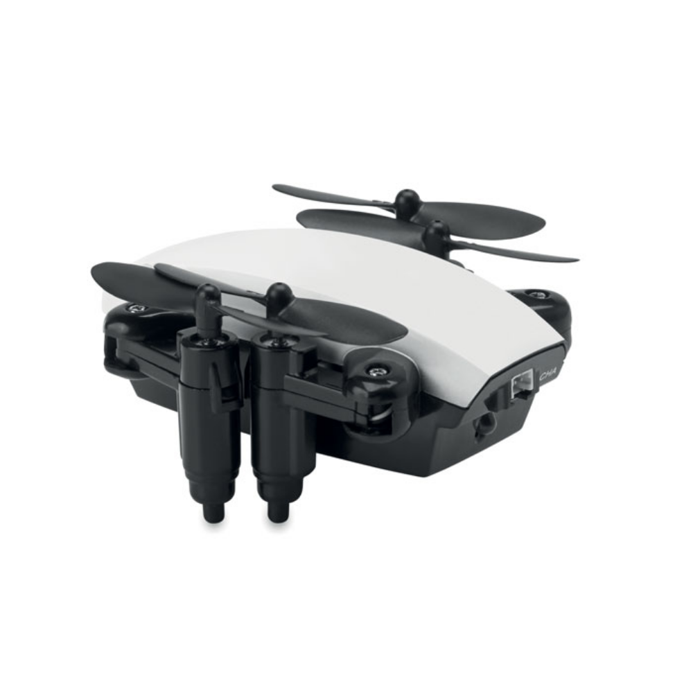 A Bampton drone equipped with a camera. It has the ability to fold and comes with WiFi connectivity. - Halsall