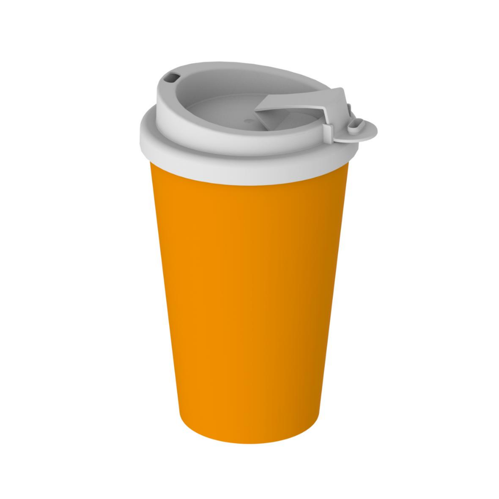 Mug en plastique compact à double paroi avec couvercle attachable - Villiers-sur-Chizé