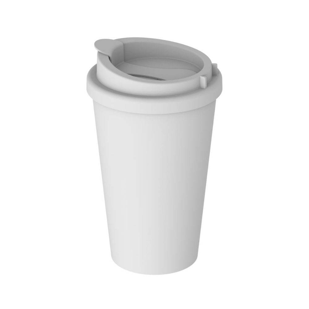 Compact Double-Walled Plastic Mug with Attachable Lid - Honiton