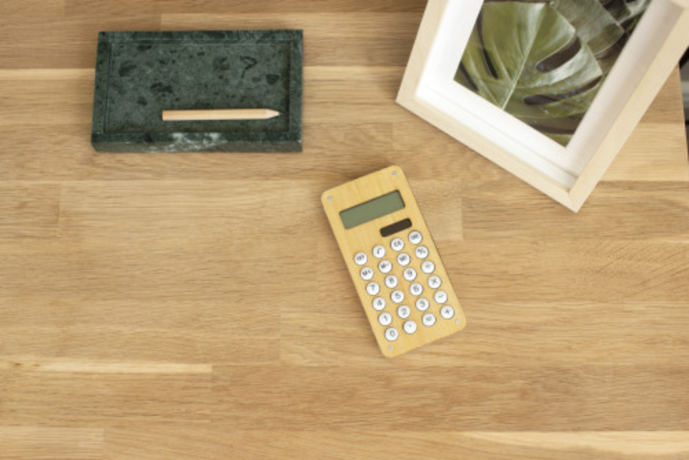 Bamboo and ABS Solar Calculator with Ball Maze Game - Petersfield