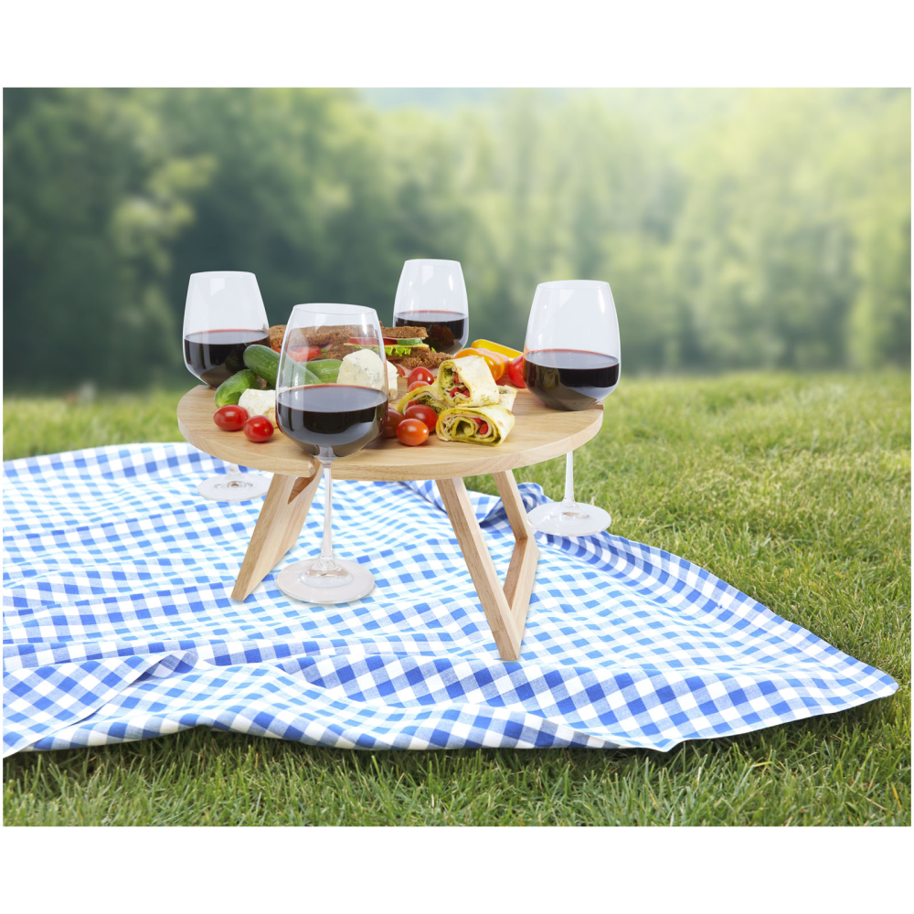 Foldable Picnic Table with Wine Glass Holes - Braunton