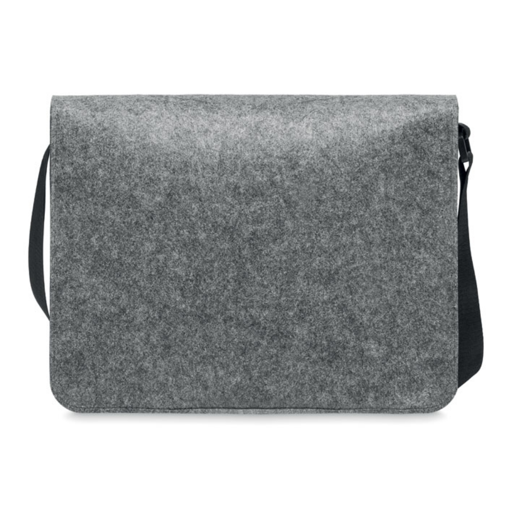This is a messenger bag made from recycled PET felt, named 'Ramsbury'. - Haigh