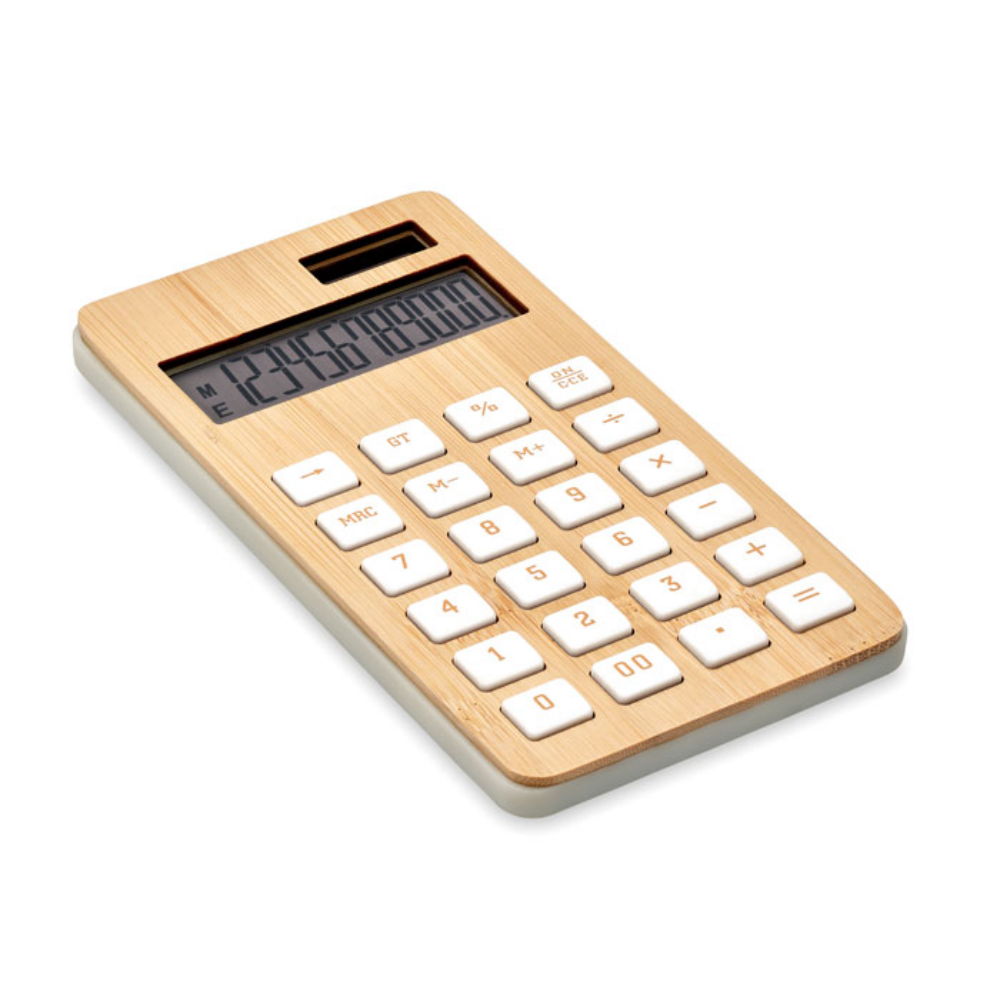 Calcolatrice a doppia alimentazione a 12 cifre con custodia in bambù - Alfianello