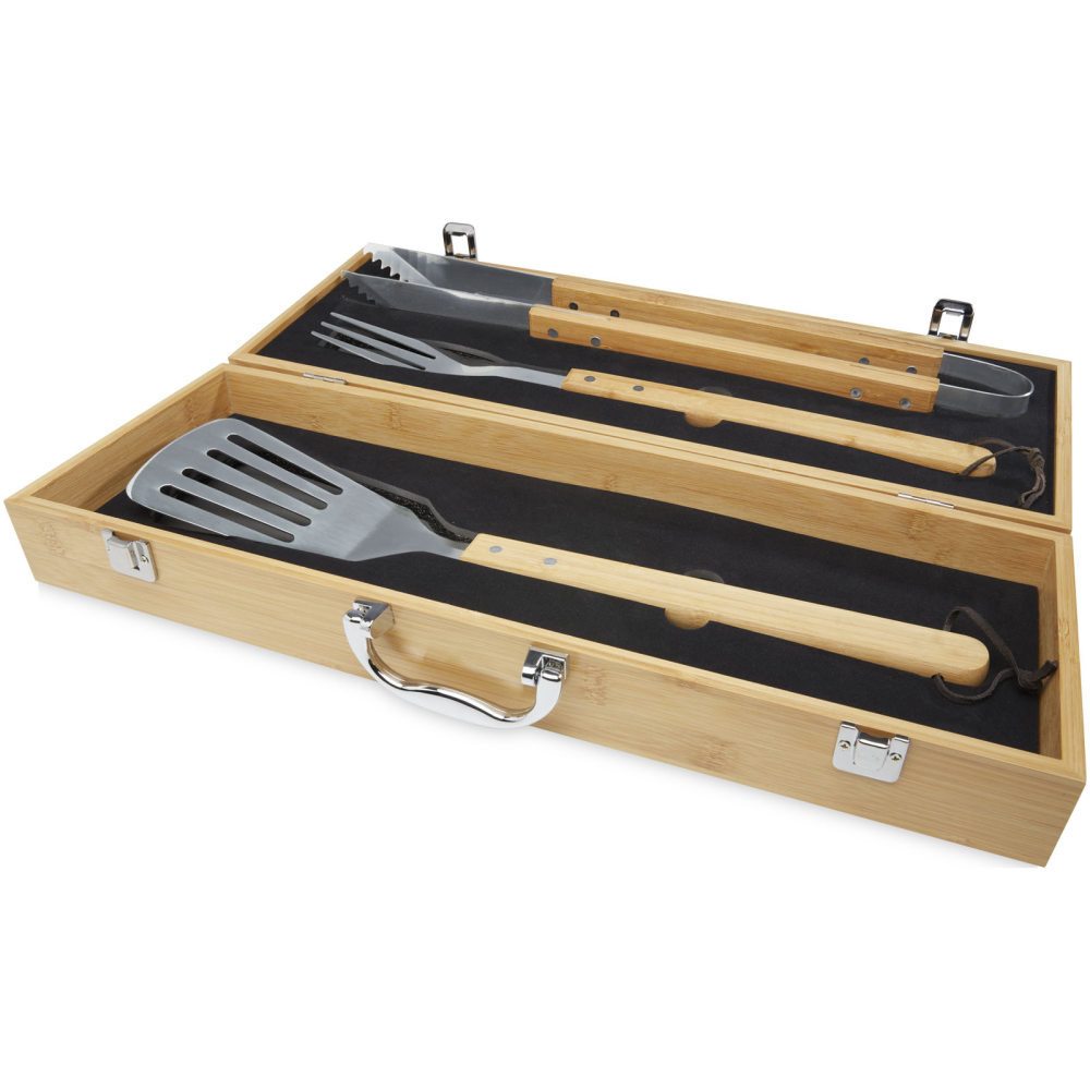 Bamboo 3-Piece BBQ Set with Gift Box - Castle Bromwich