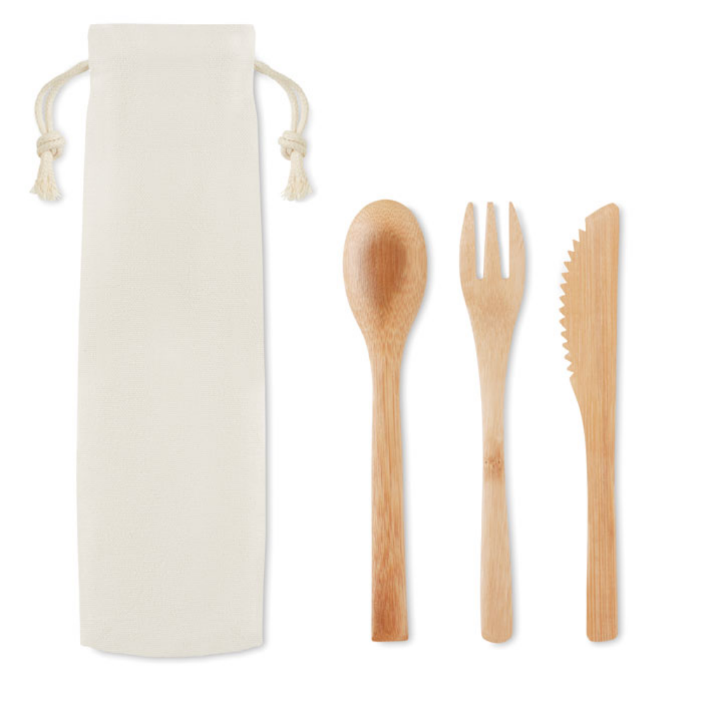 Bamboo Cutlery Set in Canvas Pouch - Marldon