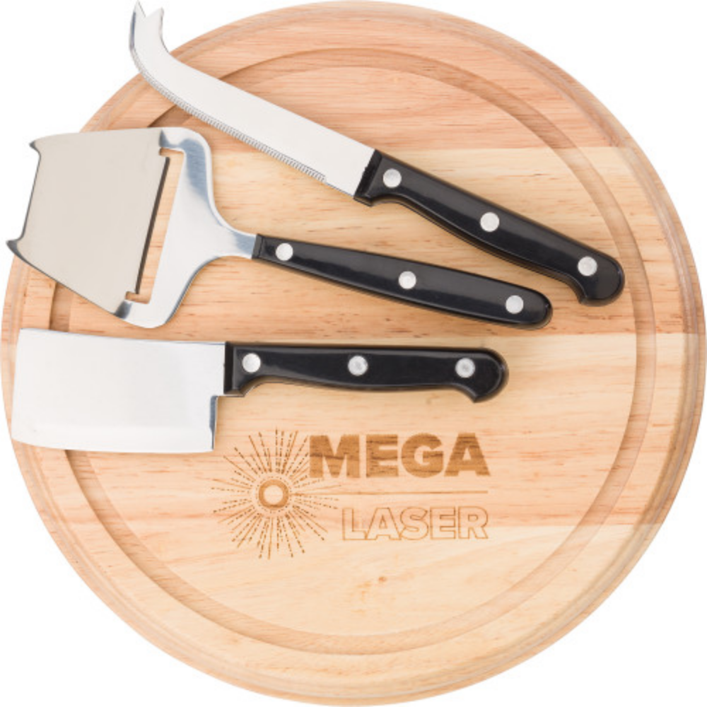 Tagliere in legno di gomma con coltelli in acciaio inossidabile - Buggiano