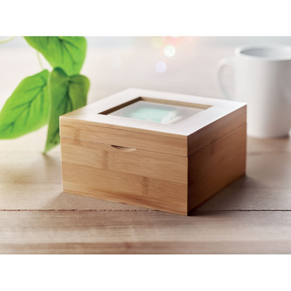 A box for storing tea made from bamboo and featuring a glass lid - Sutton