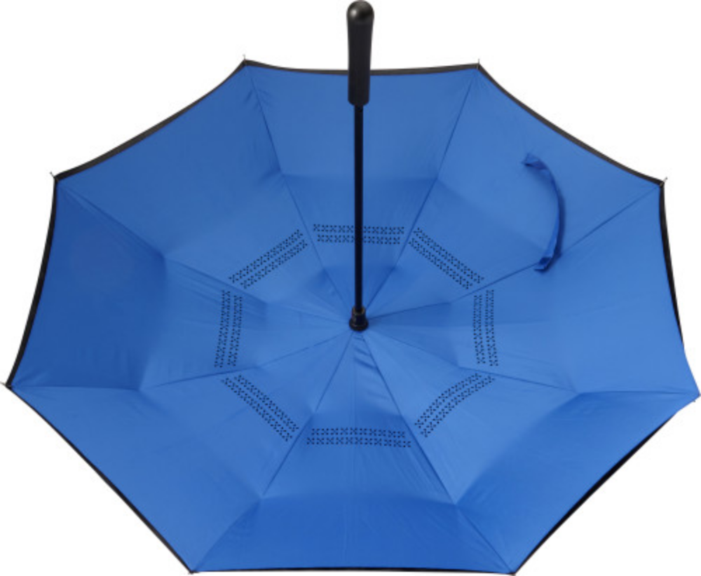 A pongee umbrella with a fibreglass frame that can be flipped inside out - Pilton
