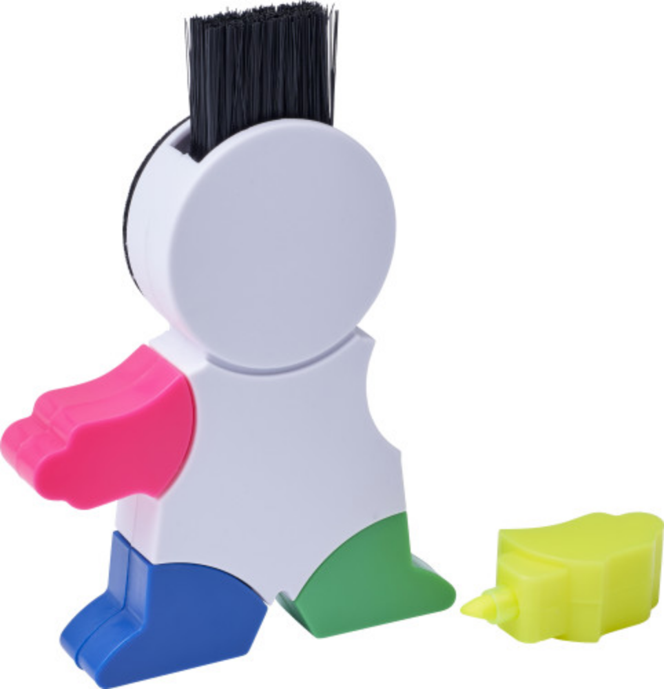 ABS Multicolor Highlighter with Screen Cleaner and Keyboard Brush - Wednesbury