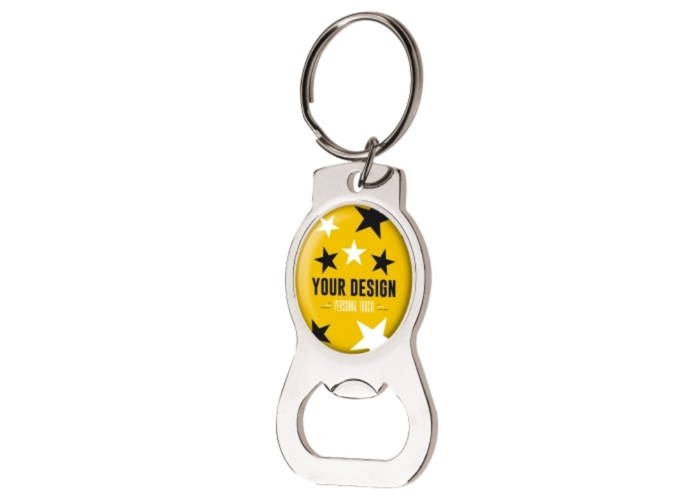 Metal Keyring Bottle Opener with Round Doming - Forest Row