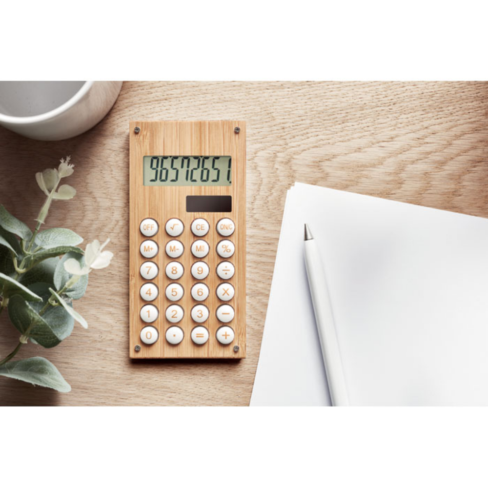Dual Power 8-Digit Calculator with Bamboo Case - Hadlow